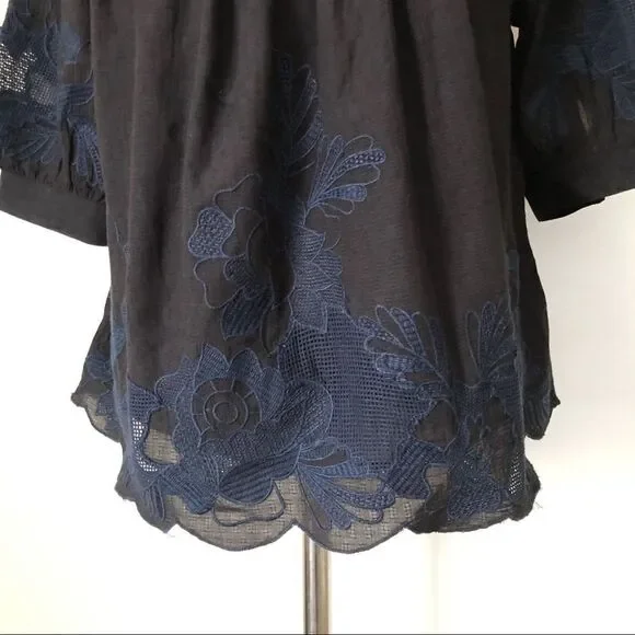 Anthropologie Navy Blue Peasant Blouse NWT - Picture 5 of 10